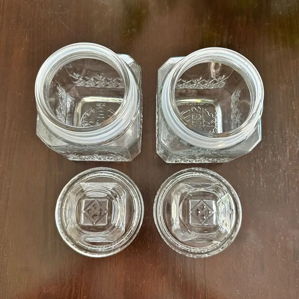 Vintage Koeze's Glass Apothecary Glass Canisters Quilted Diamond Pattern 80's